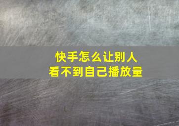 快手怎么让别人看不到自己播放量