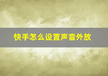 快手怎么设置声音外放