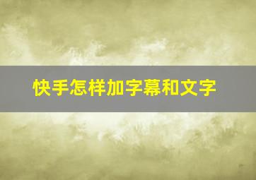 快手怎样加字幕和文字