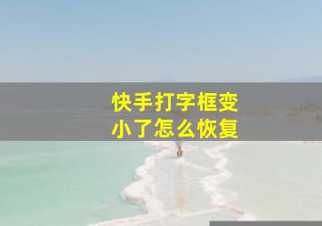 快手打字框变小了怎么恢复