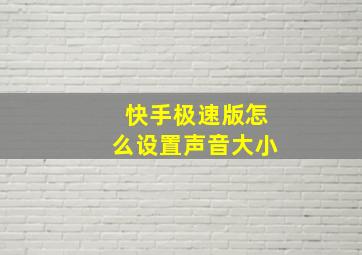 快手极速版怎么设置声音大小