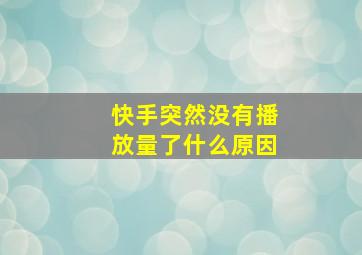 快手突然没有播放量了什么原因