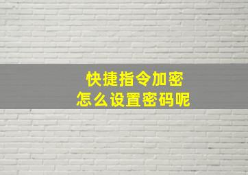 快捷指令加密怎么设置密码呢