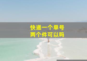 快递一个单号两个件可以吗