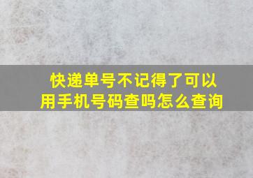 快递单号不记得了可以用手机号码查吗怎么查询