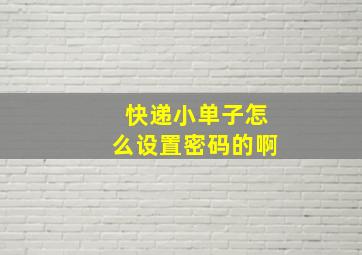 快递小单子怎么设置密码的啊