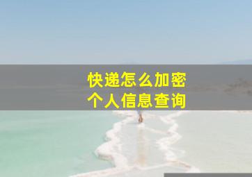 快递怎么加密个人信息查询