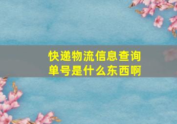 快递物流信息查询单号是什么东西啊