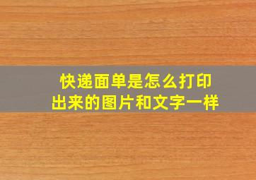 快递面单是怎么打印出来的图片和文字一样