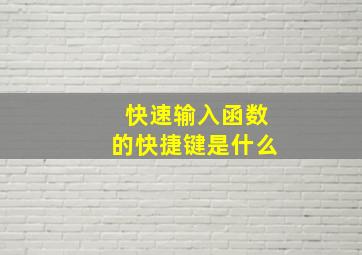 快速输入函数的快捷键是什么