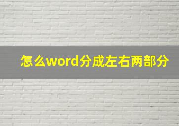 怎么word分成左右两部分