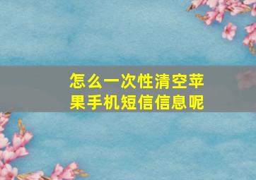 怎么一次性清空苹果手机短信信息呢