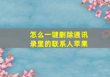 怎么一键删除通讯录里的联系人苹果