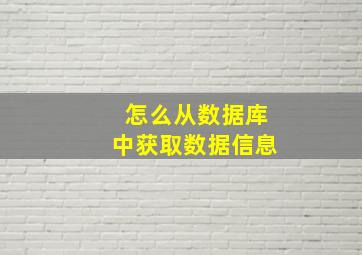 怎么从数据库中获取数据信息