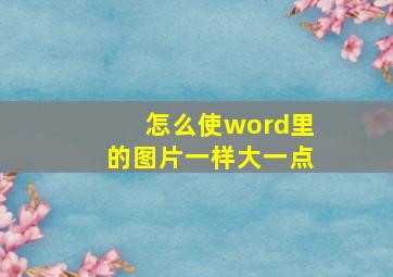 怎么使word里的图片一样大一点