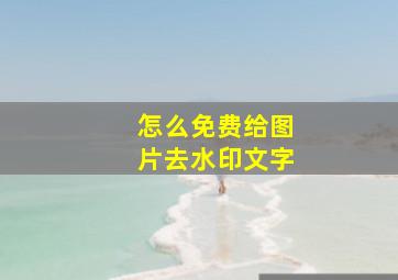 怎么免费给图片去水印文字