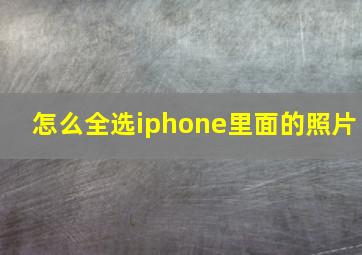 怎么全选iphone里面的照片