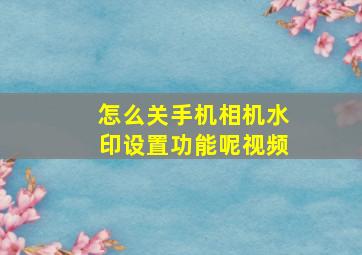 怎么关手机相机水印设置功能呢视频