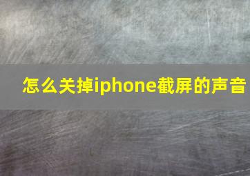 怎么关掉iphone截屏的声音