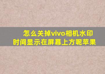 怎么关掉vivo相机水印时间显示在屏幕上方呢苹果