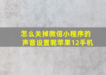 怎么关掉微信小程序的声音设置呢苹果12手机