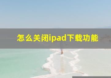 怎么关闭ipad下载功能