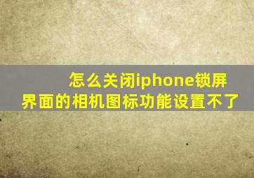 怎么关闭iphone锁屏界面的相机图标功能设置不了