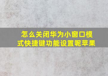 怎么关闭华为小窗口模式快捷键功能设置呢苹果