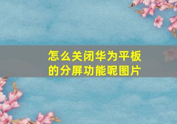 怎么关闭华为平板的分屏功能呢图片