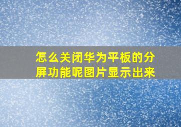 怎么关闭华为平板的分屏功能呢图片显示出来