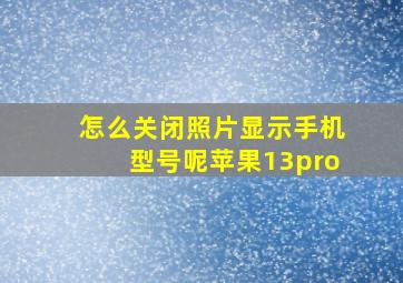 怎么关闭照片显示手机型号呢苹果13pro