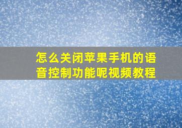 怎么关闭苹果手机的语音控制功能呢视频教程