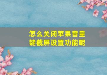 怎么关闭苹果音量键截屏设置功能呢