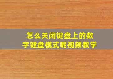 怎么关闭键盘上的数字键盘模式呢视频教学