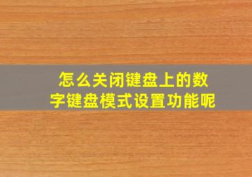 怎么关闭键盘上的数字键盘模式设置功能呢