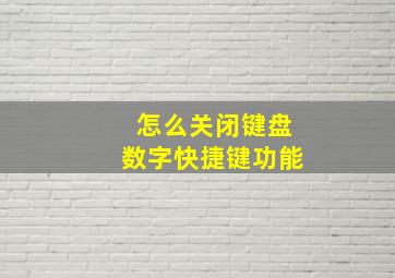 怎么关闭键盘数字快捷键功能