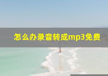 怎么办录音转成mp3免费