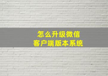 怎么升级微信客户端版本系统