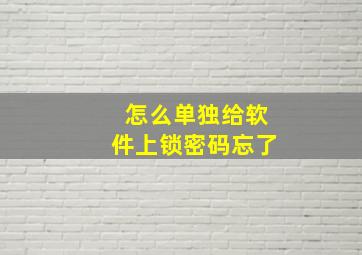 怎么单独给软件上锁密码忘了