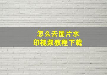 怎么去图片水印视频教程下载