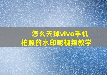 怎么去掉vivo手机拍照的水印呢视频教学