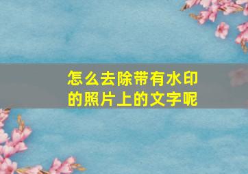 怎么去除带有水印的照片上的文字呢