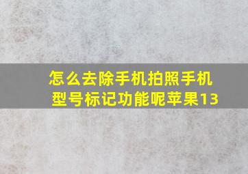 怎么去除手机拍照手机型号标记功能呢苹果13