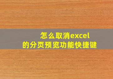 怎么取消excel的分页预览功能快捷键