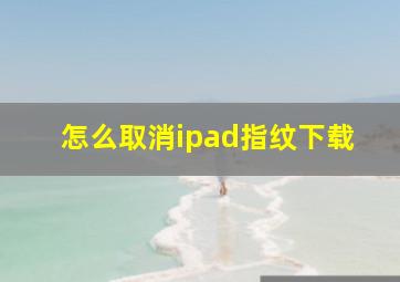 怎么取消ipad指纹下载