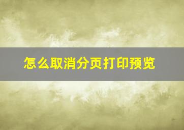 怎么取消分页打印预览