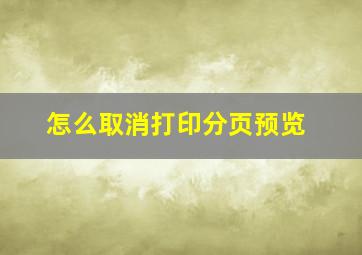 怎么取消打印分页预览