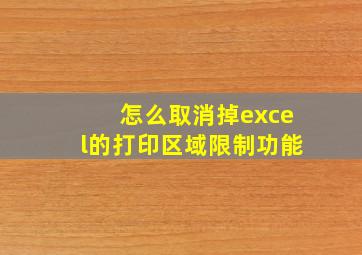 怎么取消掉excel的打印区域限制功能