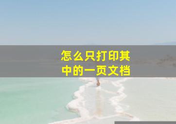 怎么只打印其中的一页文档