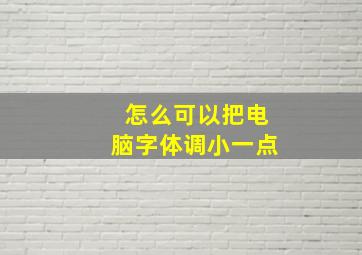 怎么可以把电脑字体调小一点